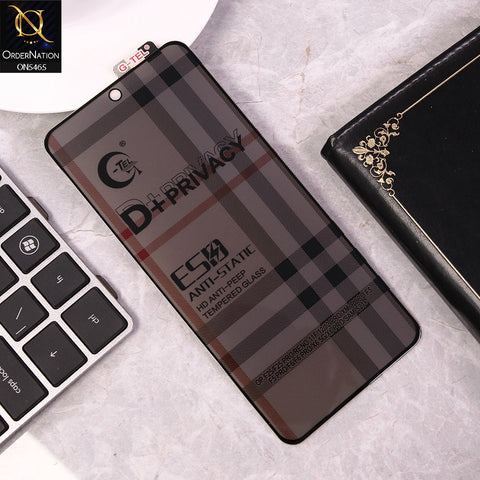 Oppo F25 Pro Cover - Black - Privacy Glass Screen Protector G-tel D+ Privacy HD Anti-Peep Tempered Glass