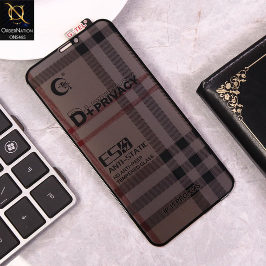 iPhone XS / X Cover - Black - Privacy Glass Screen Protector G-tel D+ Privacy HD Anti-Peep Tempered Glass