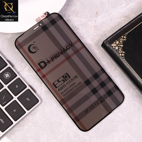 iPhone 12 Cover - Black - Privacy Glass Screen Protector G-tel D+ Privacy HD Anti-Peep Tempered Glass
