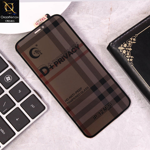 iPhone 12 Mini Cover - Black - Privacy Glass Screen Protector G-tel D+ Privacy HD Anti-Peep Tempered Glass