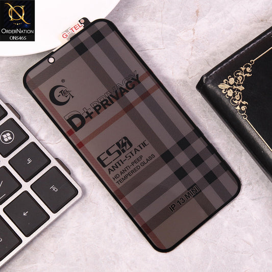 iPhone 13 Mini Cover - Black - Privacy Glass Screen Protector G-tel D+ Privacy HD Anti-Peep Tempered Glass