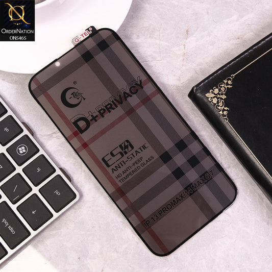 iPhone 13 Pro Max Cover - Black - Privacy Glass Screen Protector G-tel D+ Privacy HD Anti-Peep Tempered Glass