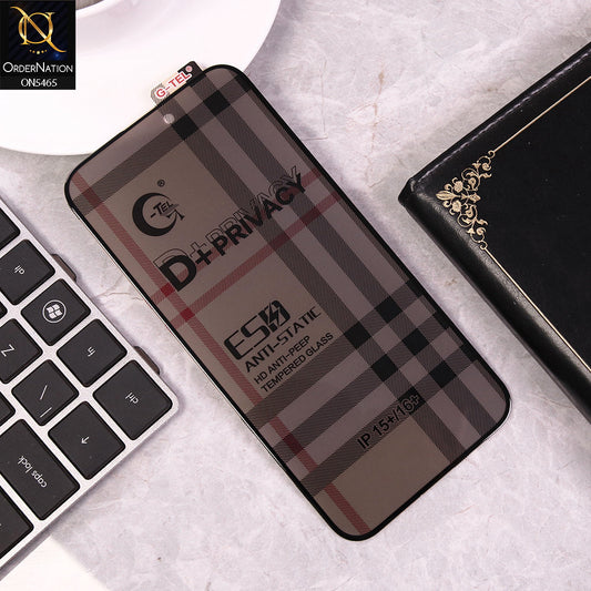 iPhone 15 Plus Cover - Black - Privacy Glass Screen Protector G-tel D+ Privacy HD Anti-Peep Tempered Glass