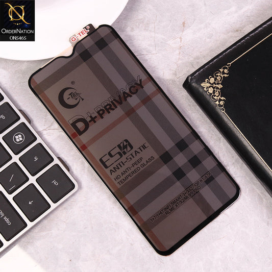OnePlus 6T - Black - Privacy Glass Screen Protector G-tel D+ Privacy HD Anti-Peep Tempered Glass