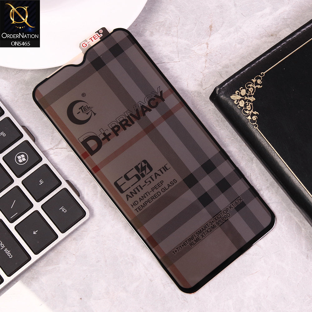 OnePlus 7 - Black - Privacy Glass Screen Protector G-tel D+ Privacy HD Anti-Peep Tempered Glass