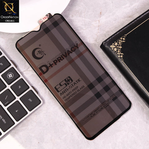 OnePlus 7 - Black - Privacy Glass Screen Protector G-tel D+ Privacy HD Anti-Peep Tempered Glass