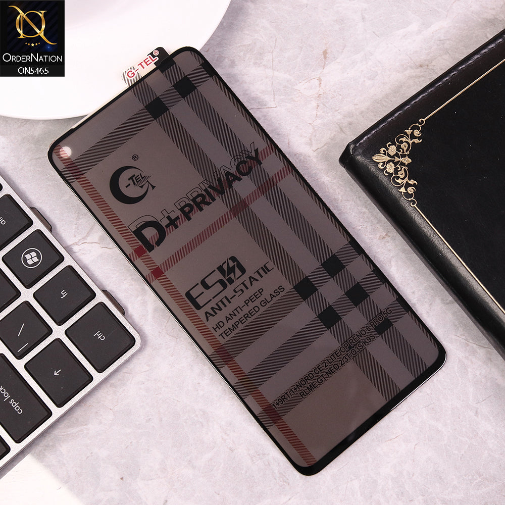 OnePlus Nord CE 2 Lite 5G - Black - Privacy Glass Screen Protector G-tel D+ Privacy HD Anti-Peep Tempered Glass