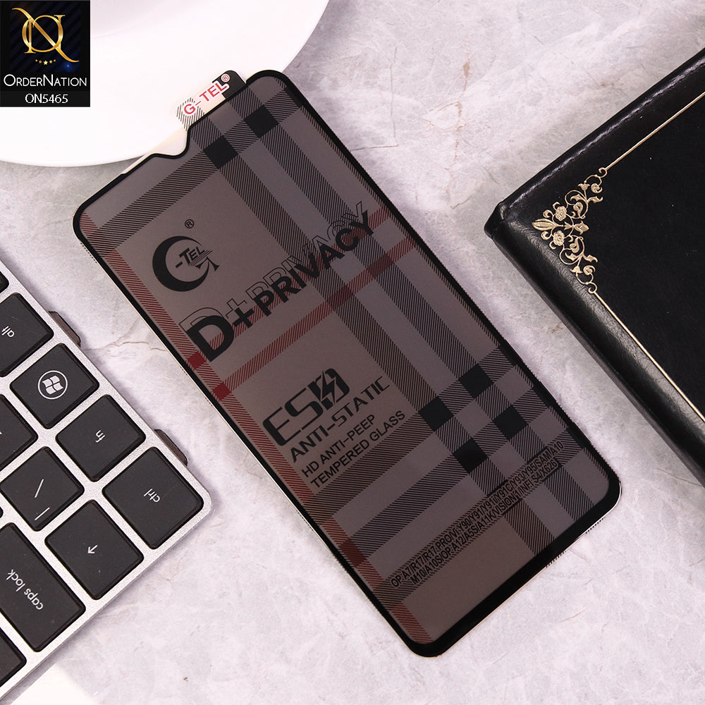 Vivo Y90 - Black - Privacy Glass Screen Protector G-tel D+ Privacy HD Anti-Peep Tempered Glass