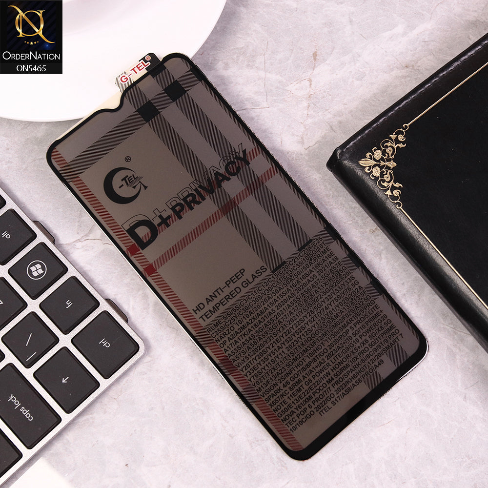 Realme C12 Cover - Black - Privacy Glass Screen Protector G-tel D+ Privacy HD Anti-Peep Tempered Glass