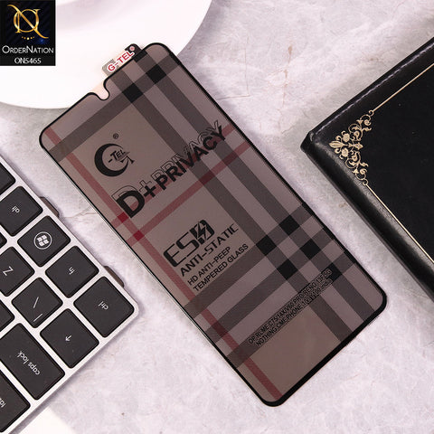 Realme 14x Cover - Black - Privacy Glass Screen Protector G-tel D+ Privacy HD Anti-Peep Tempered Glass