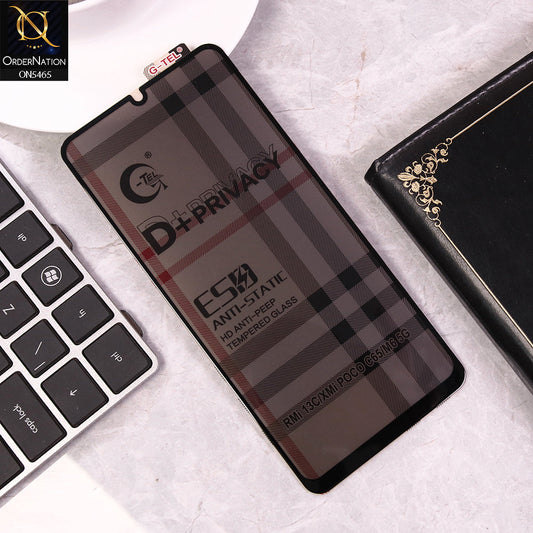 Xiaomi Poco C65 Cover - Black - Privacy Glass Screen Protector G-tel D+ Privacy HD Anti-Peep Tempered Glass