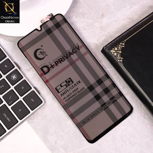 Xiaomi Redmi 14C Cover - Black - Privacy Glass Screen Protector G-tel D+ Privacy HD Anti-Peep Tempered Glass
