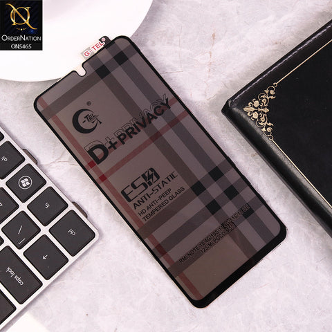 Xiaomi Redmi Note 10 4G Cover - Black - Privacy Glass Screen Protector G-tel D+ Privacy HD Anti-Peep Tempered Glass