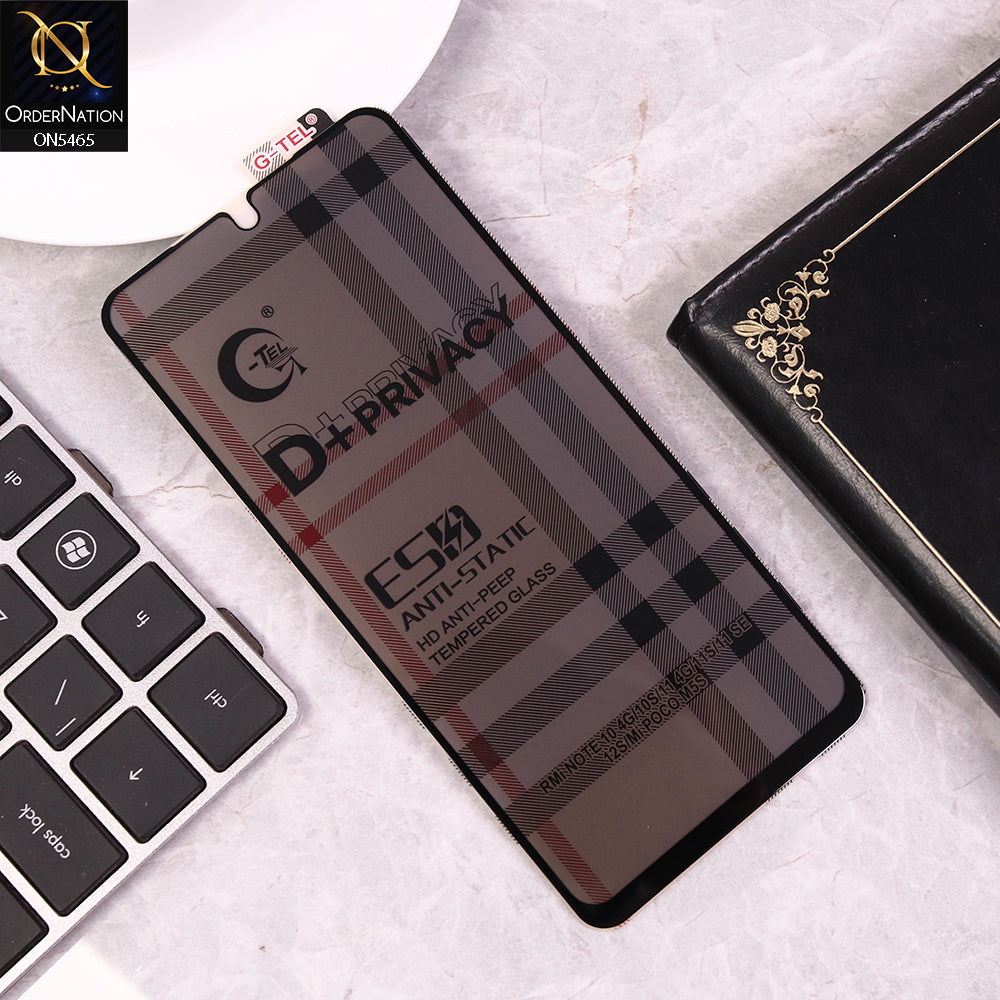 Xiaomi Redmi Note 10S Cover - Black - Privacy Glass Screen Protector G-tel D+ Privacy HD Anti-Peep Tempered Glass