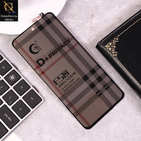 Realme 12 Plus Cover - Black - Privacy Glass Screen Protector G-tel D+ Privacy HD Anti-Peep Tempered Glass