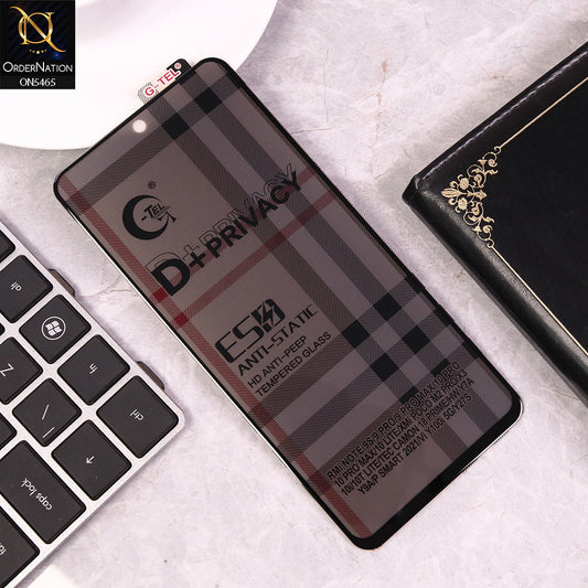Xiaomi Redmi Note 9 Pro Cover - Black - Privacy Glass Screen Protector G-tel D+ Privacy HD Anti-Peep Tempered Glass