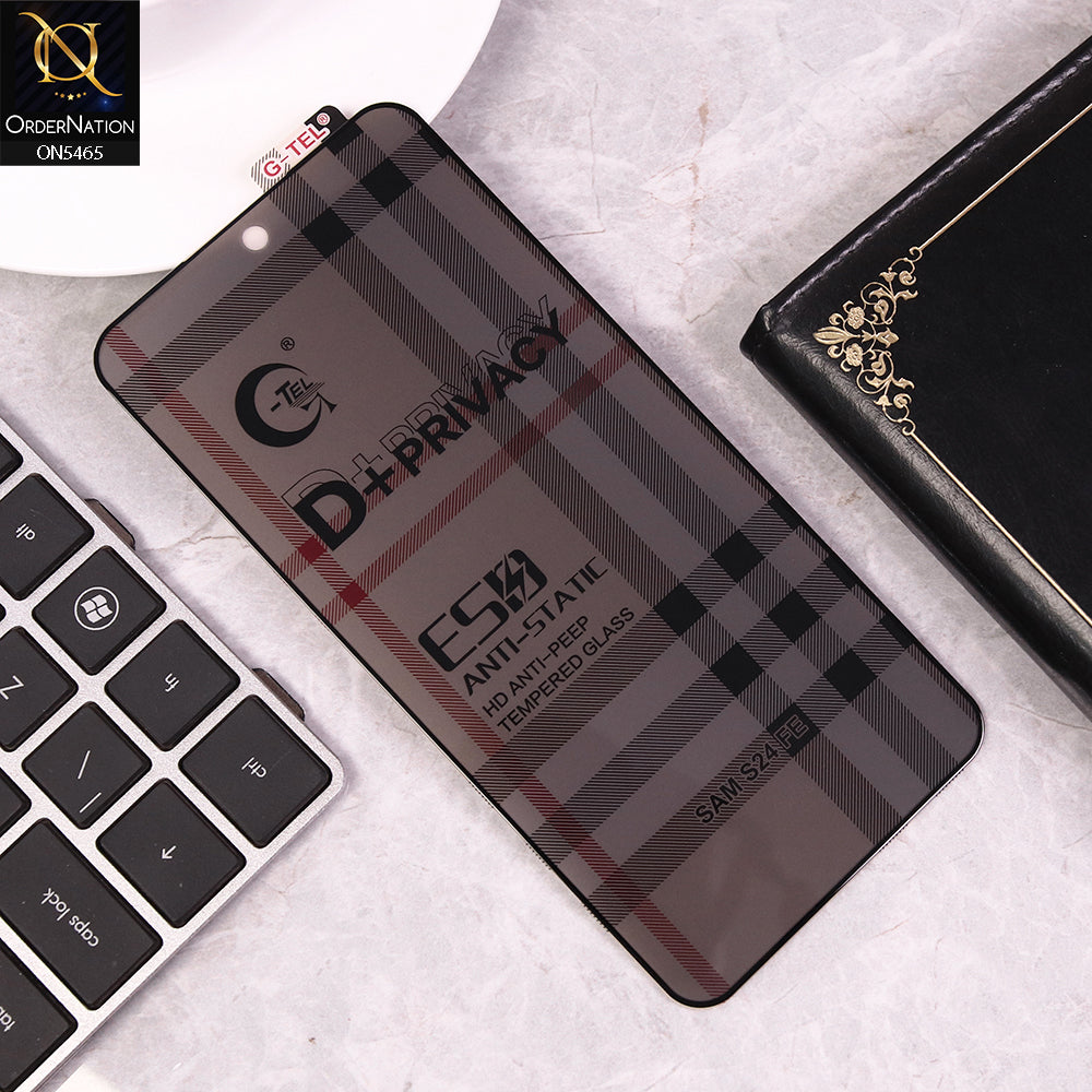 Samsung Galaxy S24 FE  - Black - Privacy Glass Screen Protector G-tel D+ Privacy HD Anti-Peep Tempered Glass