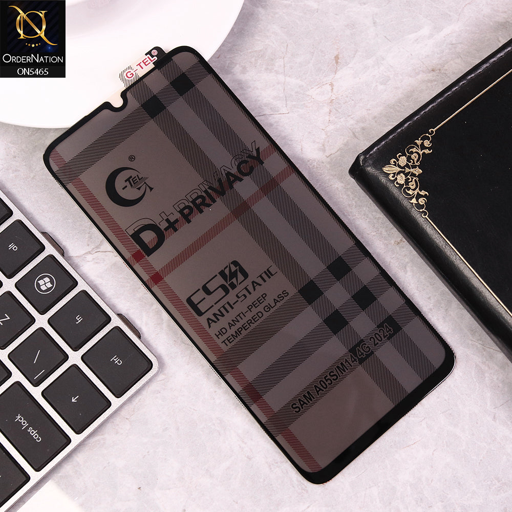 Samsung Galaxy A05s Cover - Black - Privacy Glass Screen Protector G-tel D+ Privacy HD Anti-Peep Tempered Glass