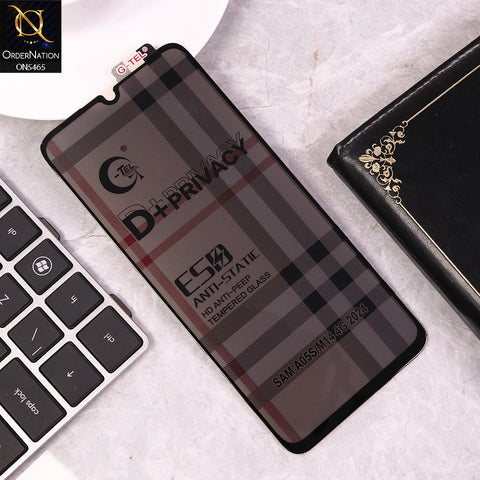 Samsung Galaxy A05s Cover - Black - Privacy Glass Screen Protector G-tel D+ Privacy HD Anti-Peep Tempered Glass