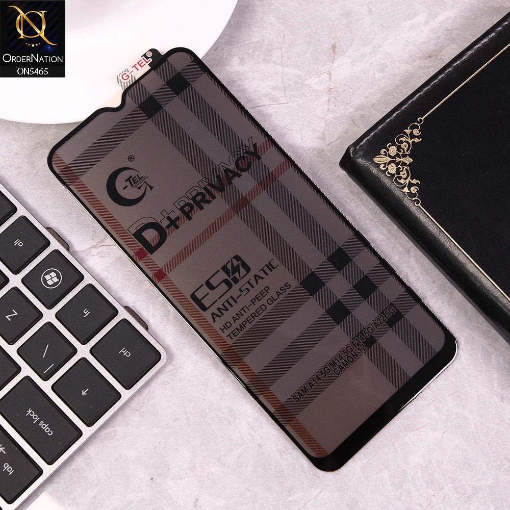 Tecno Camon 12 Cover - Black - Privacy Glass Screen Protector G-tel D+ Privacy HD Anti-Peep Tempered Glass