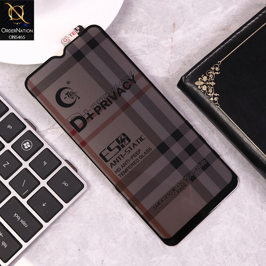 Tecno Camon 12 Cover - Black - Privacy Glass Screen Protector G-tel D+ Privacy HD Anti-Peep Tempered Glass