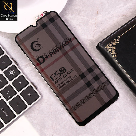 Samsung Galaxy A30 Cover - Black - Privacy Glass Screen Protector G-tel D+ Privacy HD Anti-Peep Tempered Glass