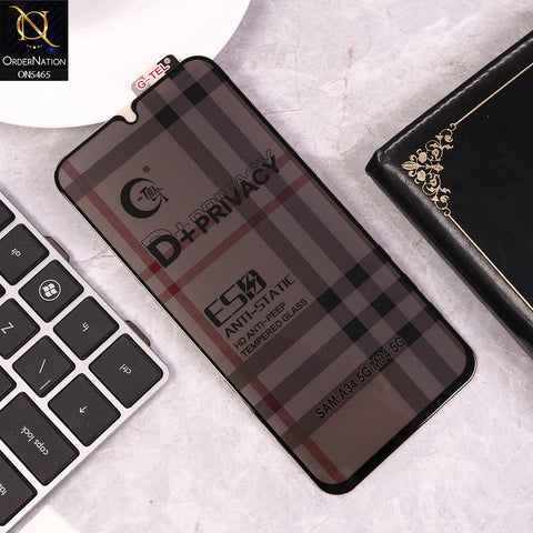 Samsung Galaxy M34 5G - Black - Privacy Glass Screen Protector G-tel D+ Privacy HD Anti-Peep Tempered Glass