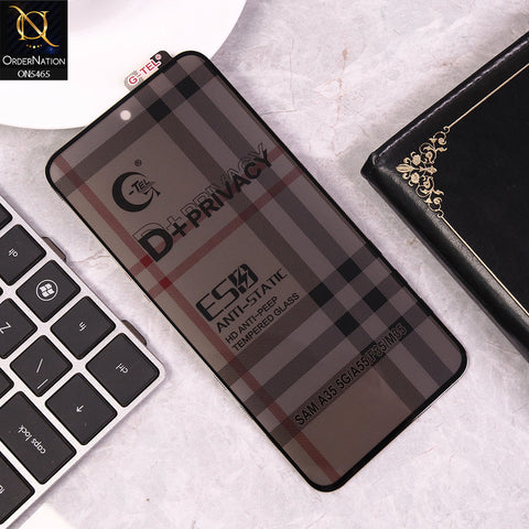 Samsung Galaxy A35 - Black - Privacy Glass Screen Protector G-tel D+ Privacy HD Anti-Peep Tempered Glass