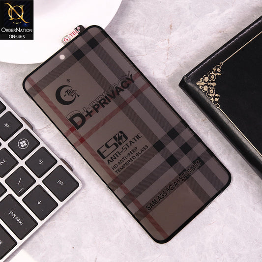 Samsung Galaxy M35 - Black - Privacy Glass Screen Protector G-tel D+ Privacy HD Anti-Peep Tempered Glass