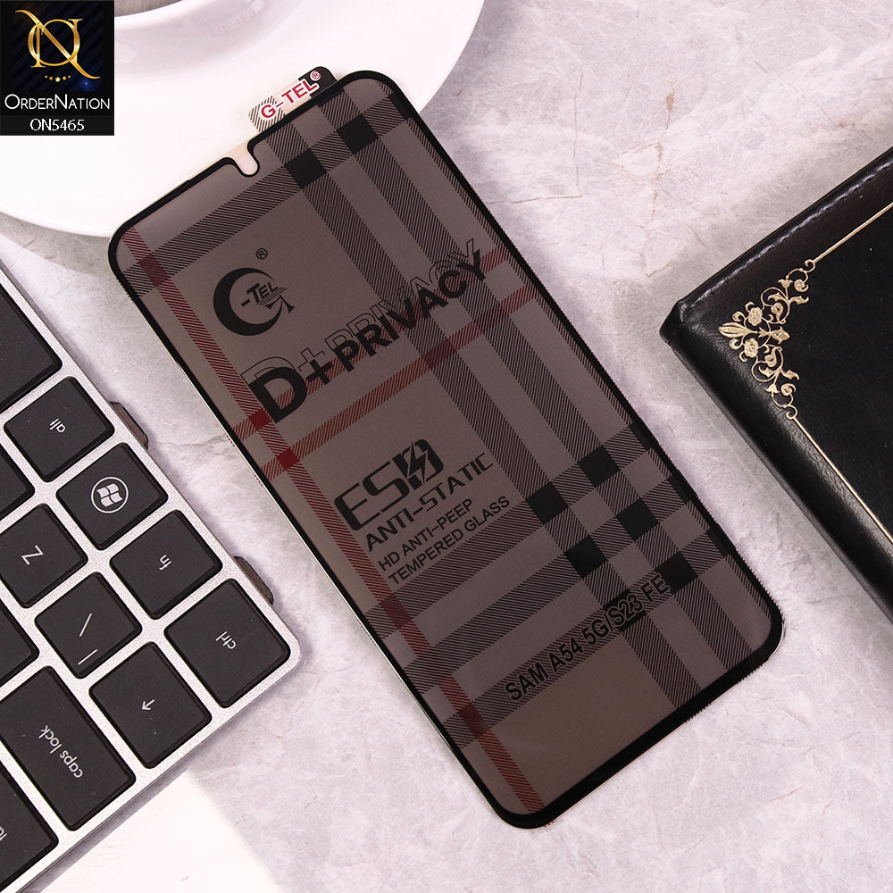 Samsung Galaxy S23 FE Cover - Black - Privacy Glass Screen Protector G-tel D+ Privacy HD Anti-Peep Tempered Glass