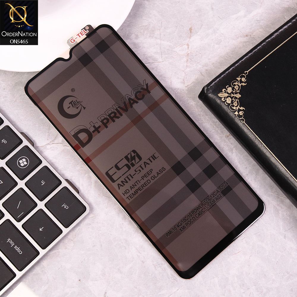 Samsung Galaxy F15 - Black - Privacy Glass Screen Protector G-tel D+ Privacy HD Anti-Peep Tempered Glass