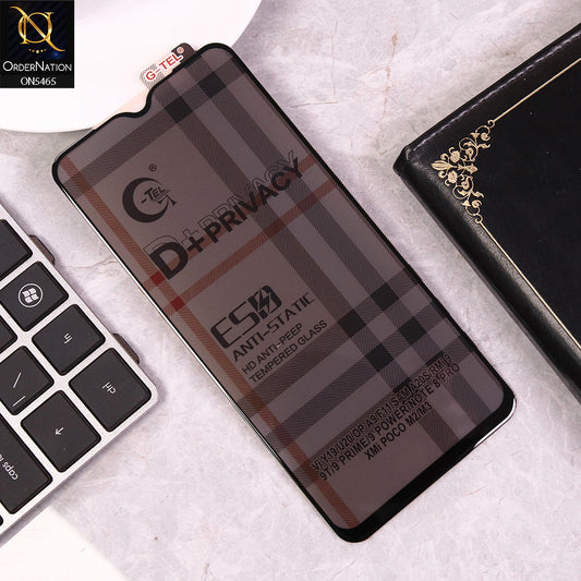 Vivo Y19 Cover - Black - Privacy Glass Screen Protector G-tel D+ Privacy HD Anti-Peep Tempered Glass