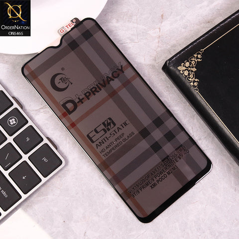 Xiaomi Redmi 9 Prime Cover - Black - Privacy Glass Screen Protector G-tel D+ Privacy HD Anti-Peep Tempered Glass