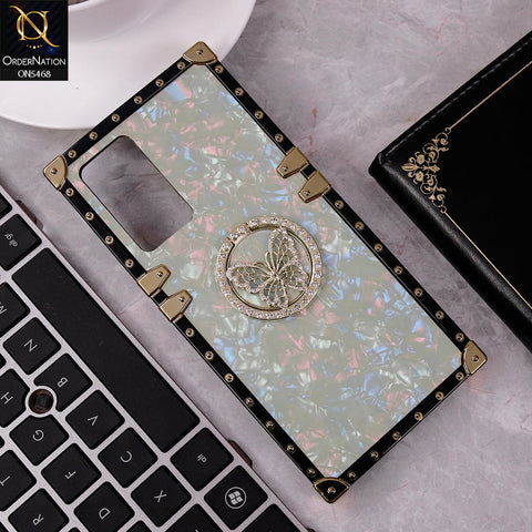 Oppo A36 Cover - Light Green - Trendy Stylish Soft Square Trunk Case with Ring Holder Butterfly Design