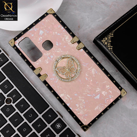 Infinix Hot 9 Cover - Baby Pink - Trendy Stylish Soft Square Trunk Case with Ring Holder Butterfly Design