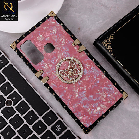 Infinix Hot 9 Cover - Dark Pink - Trendy Stylish Soft Square Trunk Case with Ring Holder Butterfly Design