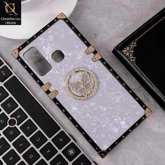 Infinix Hot 9 Cover - Light Purple - Trendy Stylish Soft Square Trunk Case with Ring Holder Butterfly Design