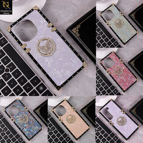 Infinix Hot 9 Cover - Blue - Trendy Stylish Soft Square Trunk Case with Ring Holder Butterfly Design