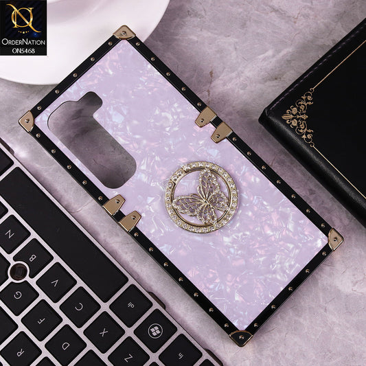Infinix Hot 50 4G Cover - Light Purple - Trendy Stylish Soft Square Trunk Case with Ring Holder Butterfly Design