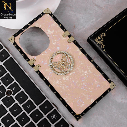 Tecno Spark Go 1 Cover - Baby Pink - Trendy Stylish Soft Square Trunk Case with Ring Holder Butterfly Design