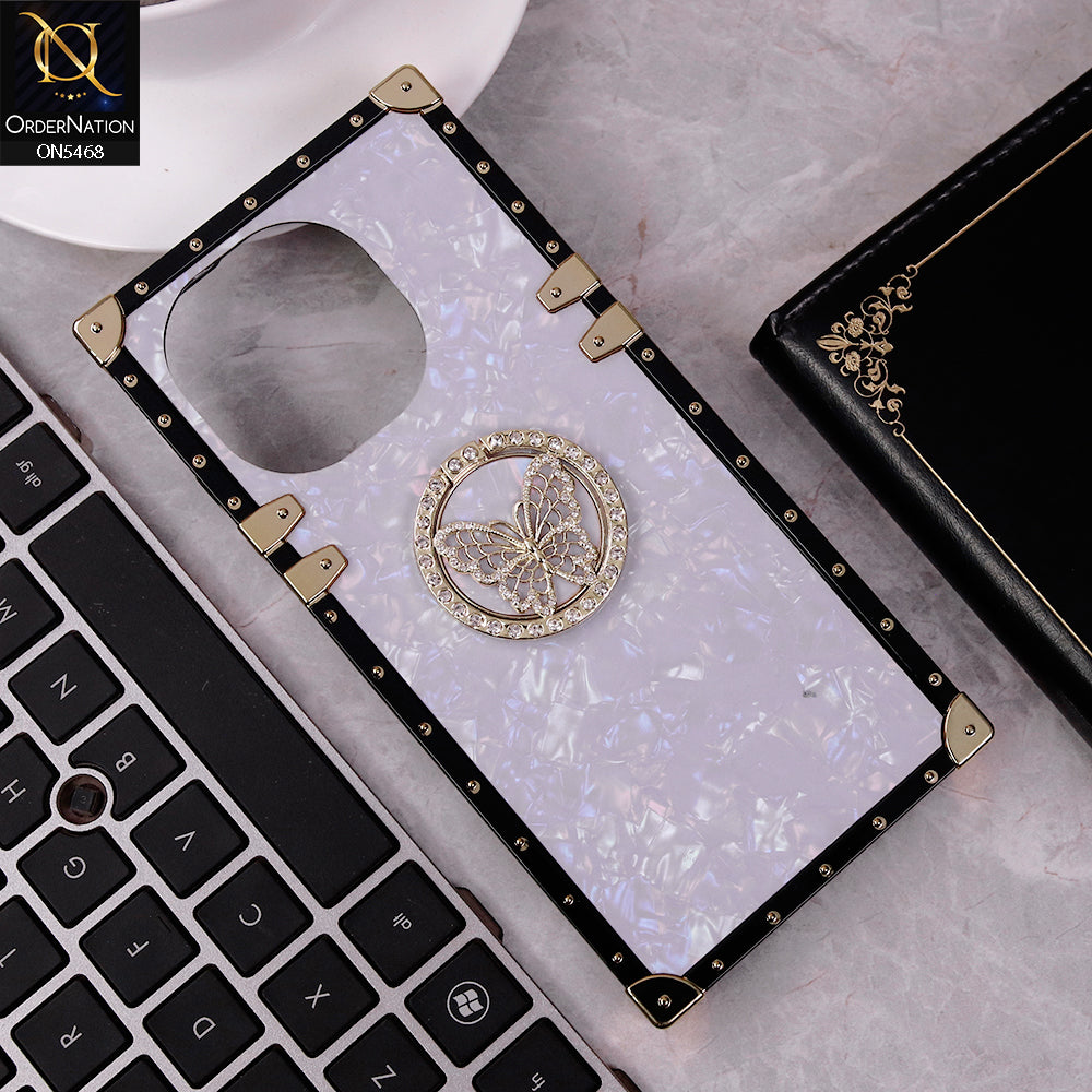 Tecno Spark Go 1 Cover - Light Purple - Trendy Stylish Soft Square Trunk Case with Ring Holder Butterfly Design