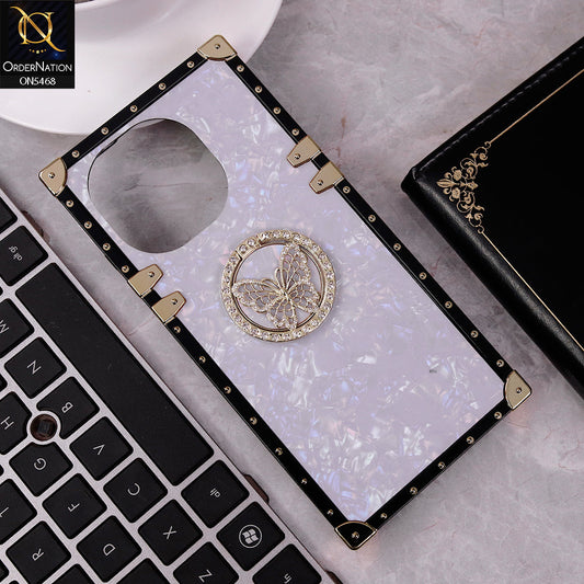 Tecno Spark Go 1 Cover - Light Purple - Trendy Stylish Soft Square Trunk Case with Ring Holder Butterfly Design