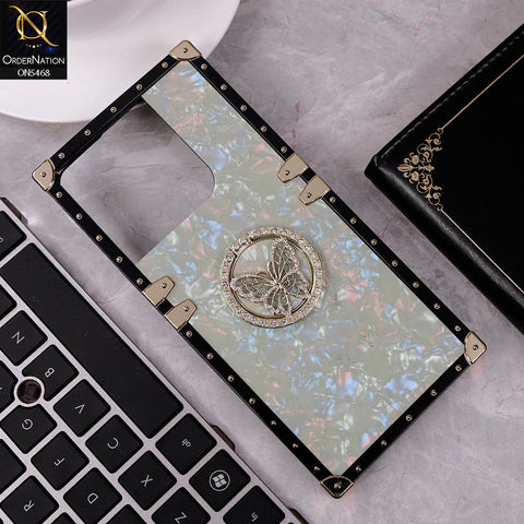 Realme Note 60x Cover - Light Green - Trendy Stylish Soft Square Trunk Case with Ring Holder Butterfly Design