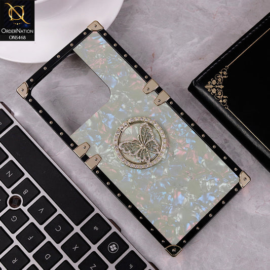 Realme C61 (India) Cover - Light Green - Trendy Stylish Soft Square Trunk Case with Ring Holder Butterfly Design