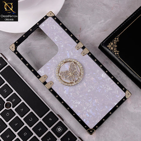 Realme Narzo N61 Cover - Light Purple - Trendy Stylish Soft Square Trunk Case with Ring Holder Butterfly Design