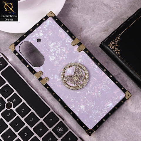 Xiaomi Poco C65 Cover - Light Purple - Trendy Stylish Soft Square Trunk Case with Ring Holder Butterfly Design