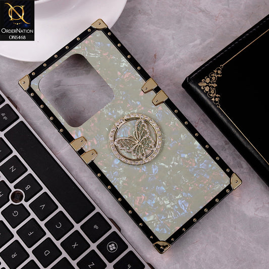 Tecno Spark Go 2024 Cover - Light Green - Trendy Stylish Soft Square Trunk Case with Ring Holder Butterfly Design