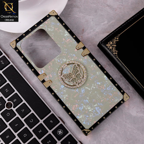 Tecno Spark Go 2024 Cover - Light Green - Trendy Stylish Soft Square Trunk Case with Ring Holder Butterfly Design