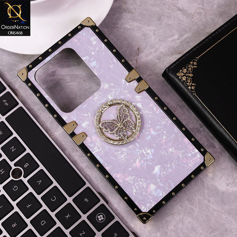 Tecno Spark 20C Cover - Light Purple - Trendy Stylish Soft Square Trunk Case with Ring Holder Butterfly Design