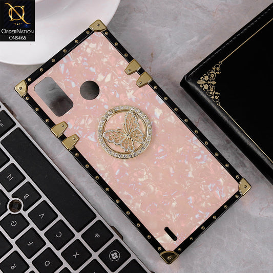 Tecno Spark 6 Go Cover - Baby Pink - Trendy Stylish Soft Square Trunk Case with Ring Holder Butterfly Design